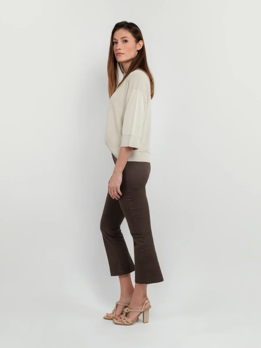 PANTALONE A TROMBETTA IN COTONE TESTA MORO - immagine 3