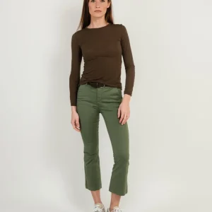 PANTALONE A TROMBETTA IN COTONE VERDE MILITARE