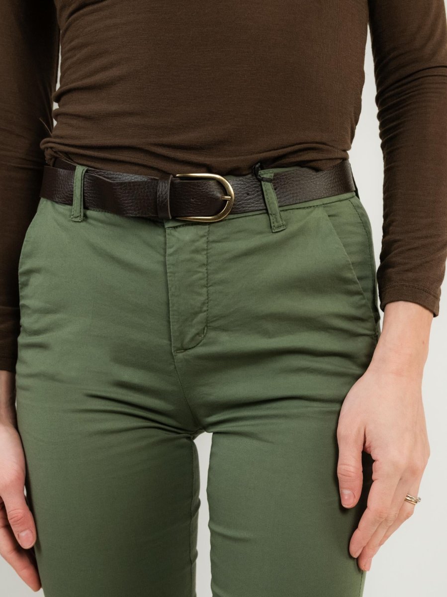 PANTALONE A TROMBETTA IN COTONE VERDE MILITARE - immagine 5