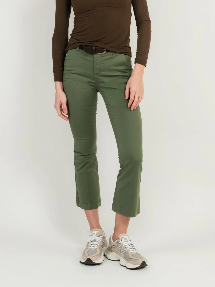 PANTALONE A TROMBETTA IN COTONE VERDE MILITARE - immagine 7