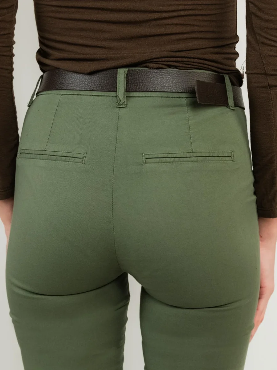 PANTALONE A TROMBETTA IN COTONE VERDE MILITARE - immagine 6