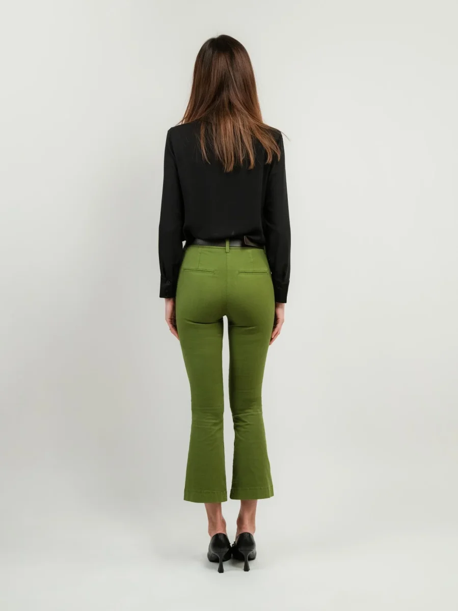 PANTALONE A TROMBETTA IN COTONE VERDE - immagine 4