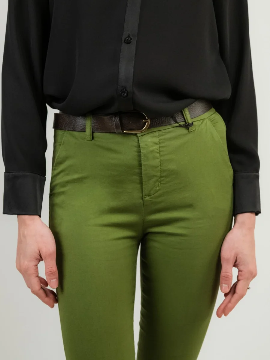 PANTALONE A TROMBETTA IN COTONE VERDE - immagine 5