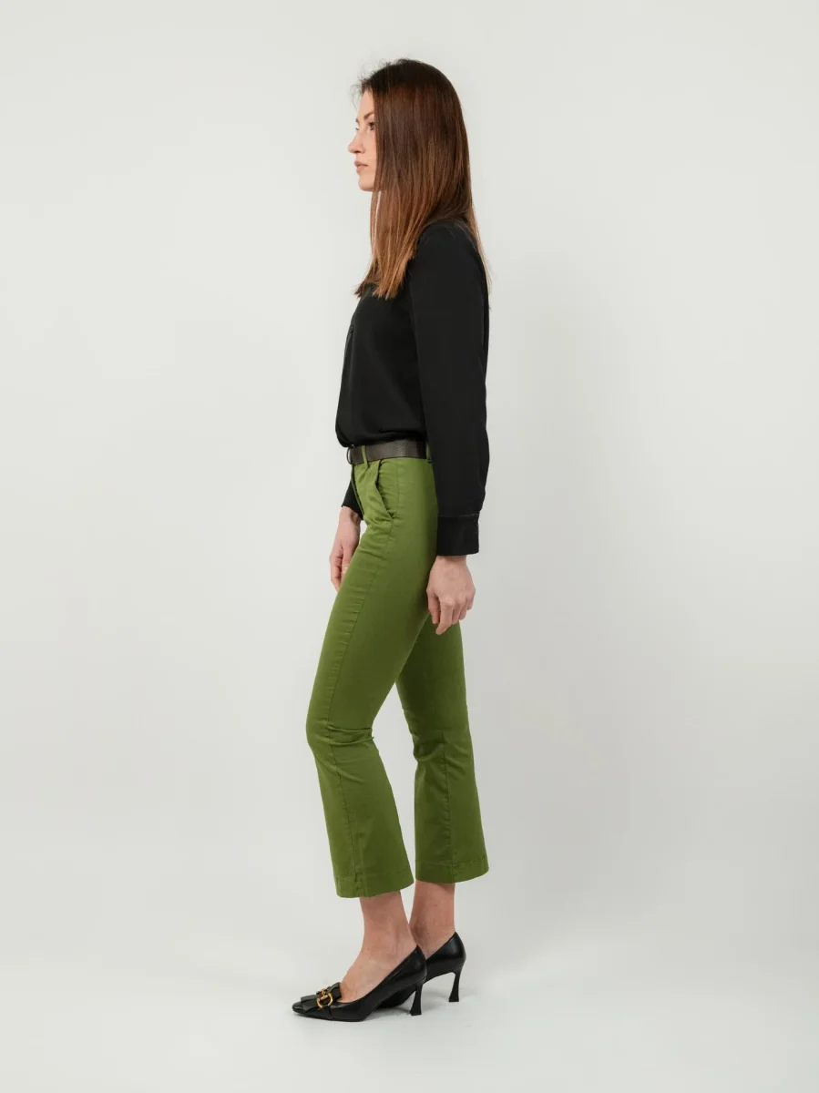 PANTALONE A TROMBETTA IN COTONE VERDE - immagine 3