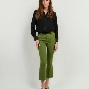 PANTALONE A TROMBETTA IN COTONE VERDE