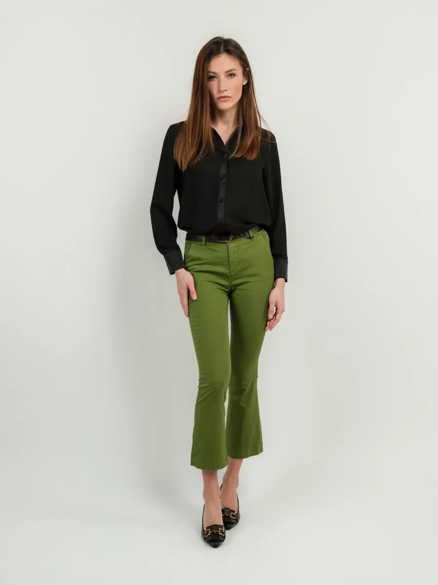 PANTALONE A TROMBETTA IN COTONE VERDE