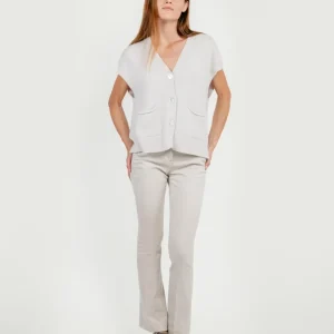 PANTALONE A ZAMPA IN COTONE BEIGE