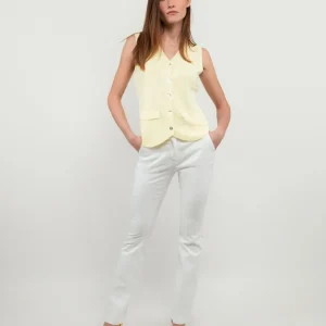 PANTALONE A ZAMPA IN COTONE BIANCO