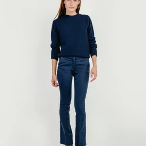 PANTALONE A ZAMPA IN COTONE BLU