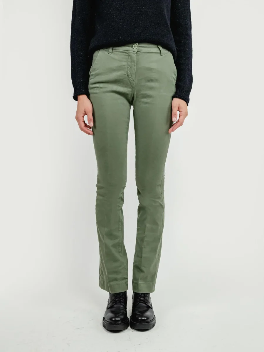 PANTALONE A ZAMPA IN COTONE SALVIA - immagine 3