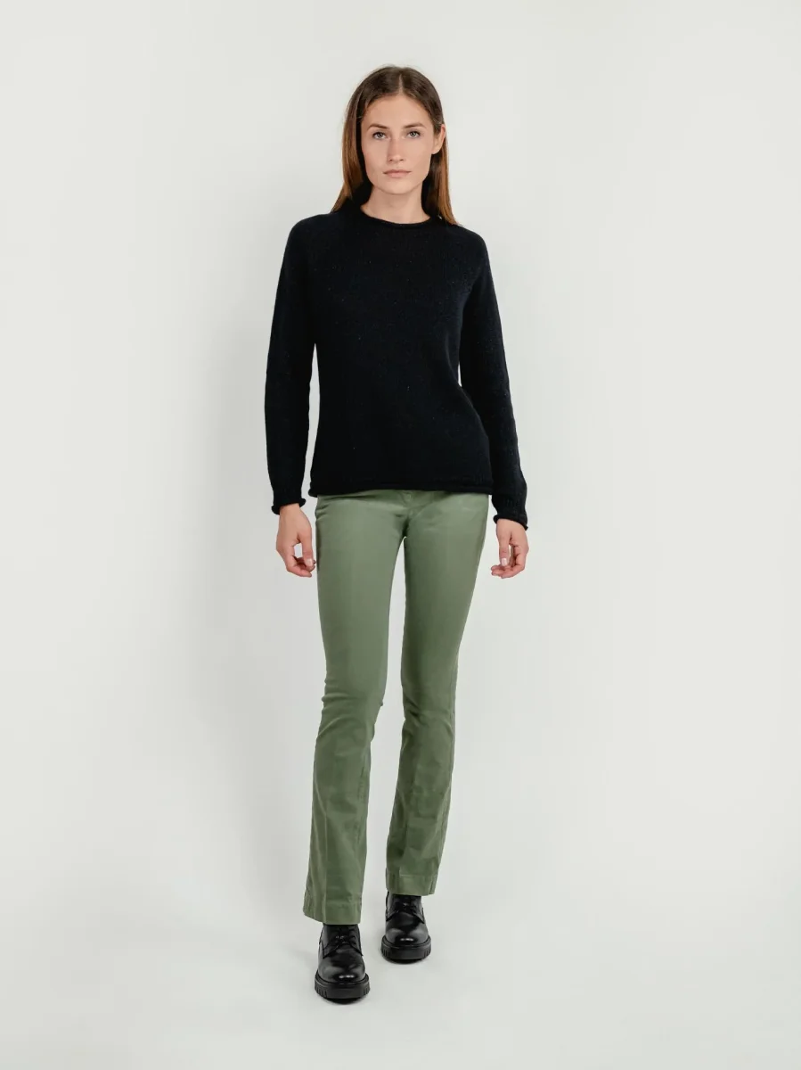 PANTALONE A ZAMPA IN COTONE SALVIA