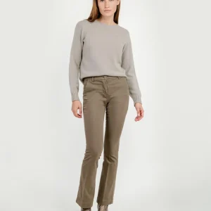 PANTALONE A ZAMPA IN COTONE TORTORA