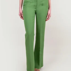 PANTALONE A ZAMPA IN TESSUTO VERDE
