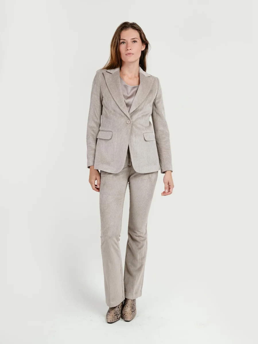 PANTALONE A ZAMPA IN VELLUTO A COSTE BEIGE