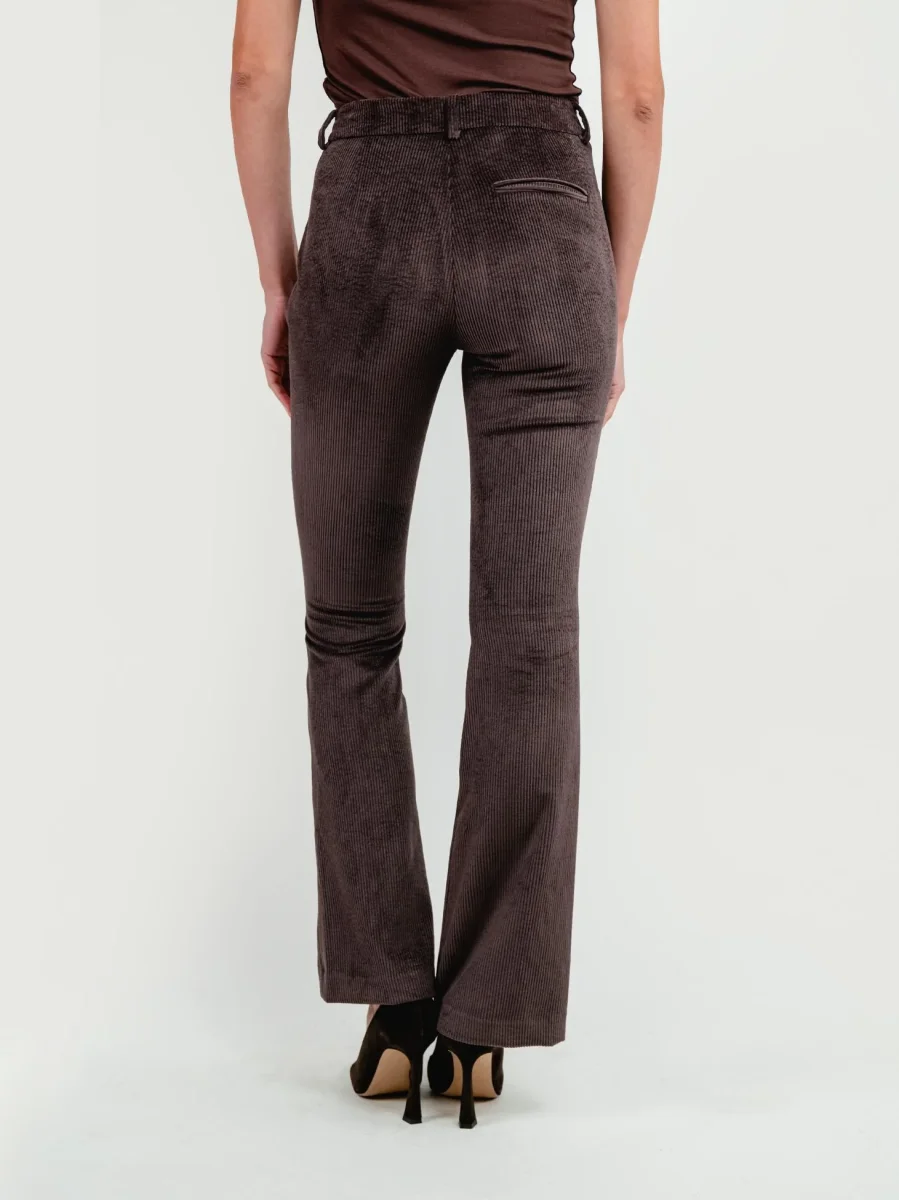 PANTALONE A ZAMPA IN VELLUTO A COSTE TESTA MORO - immagine 5
