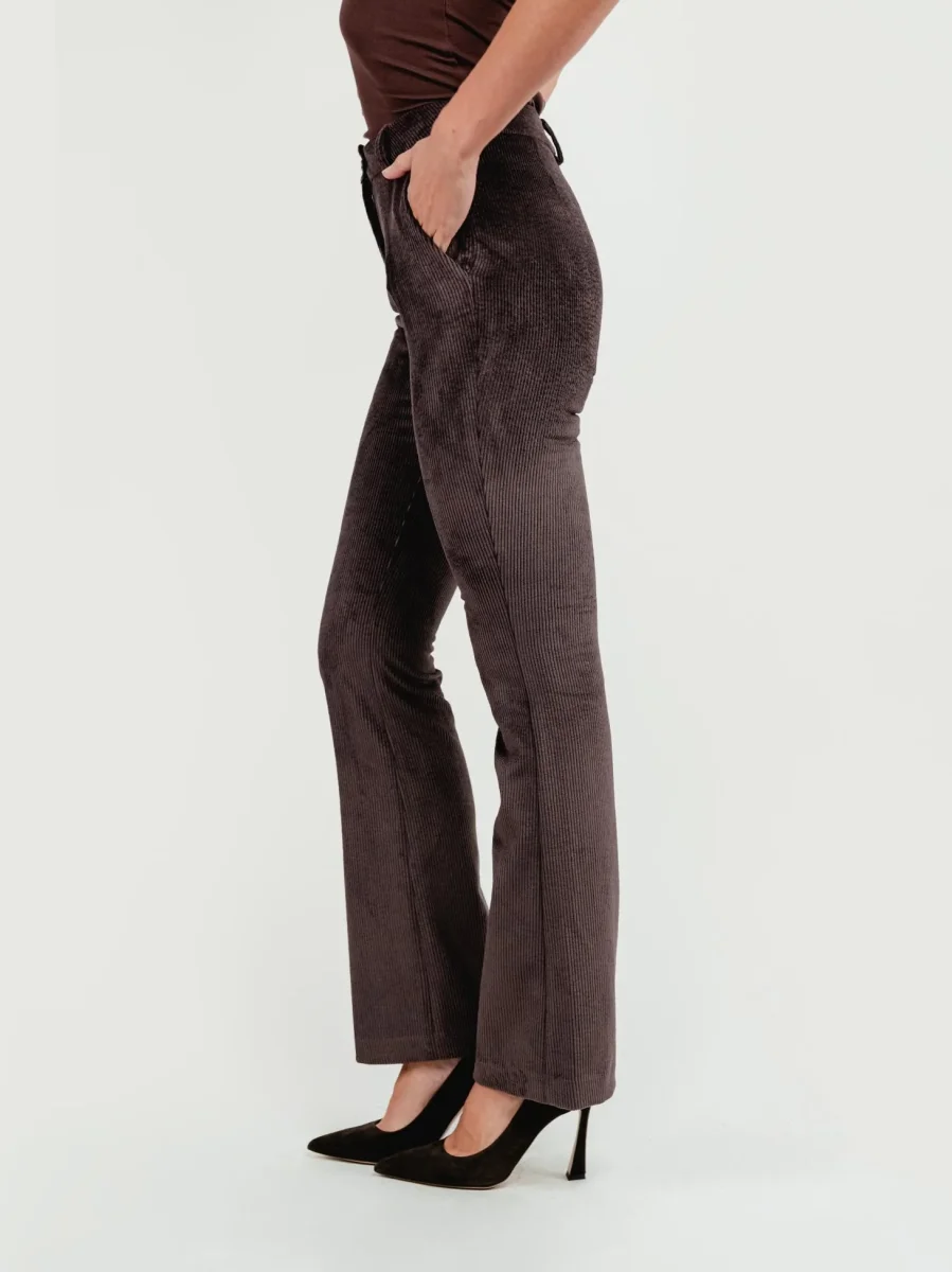 PANTALONE A ZAMPA IN VELLUTO A COSTE TESTA MORO - immagine 4