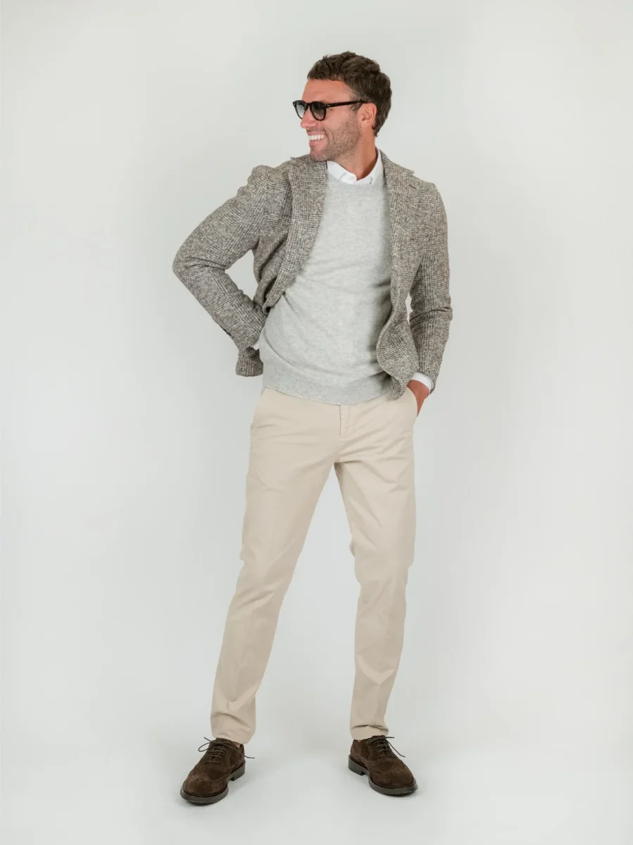 PANTALONE BEIGE CON TASCHE A FILO - immagine 3