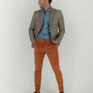 PANTALONE BROKER IN VELLUTO A COSTE ARANCIO