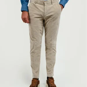 PANTALONE BROKER IN VELLUTO A COSTE BEIGE