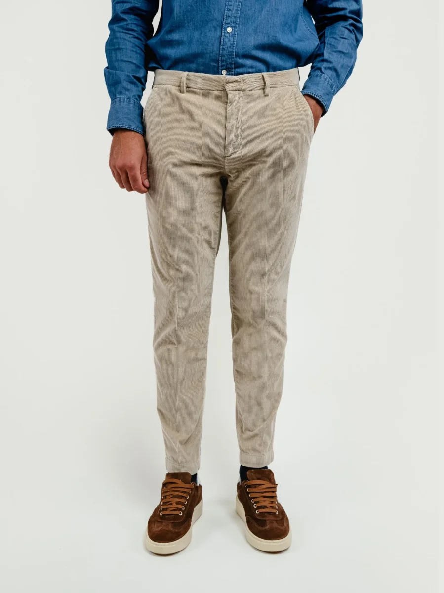 PANTALONE BROKER IN VELLUTO A COSTE BEIGE