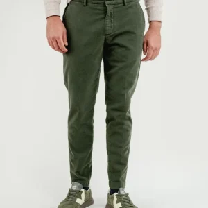 PANTALONE BROKER IN VELLUTO VERDE BOSCO