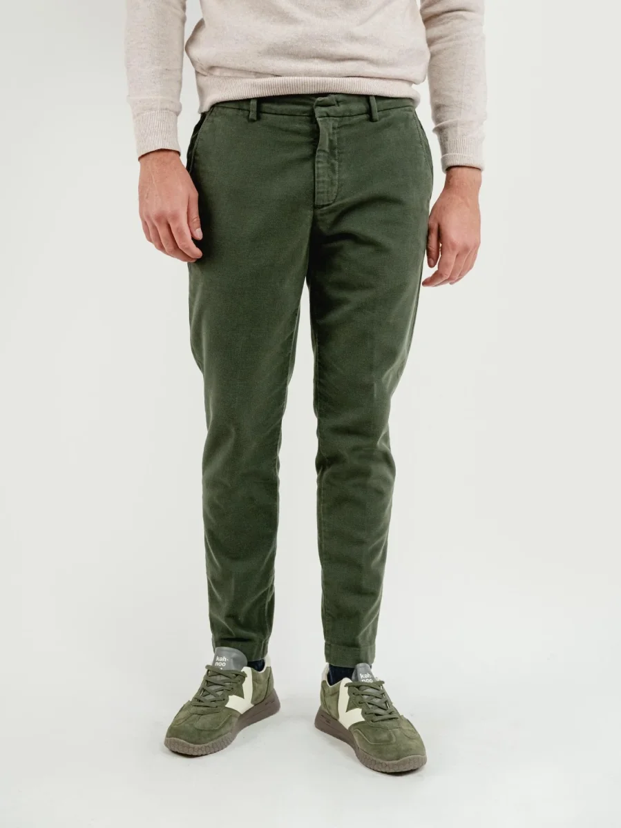 PANTALONE BROKER IN VELLUTO VERDE BOSCO