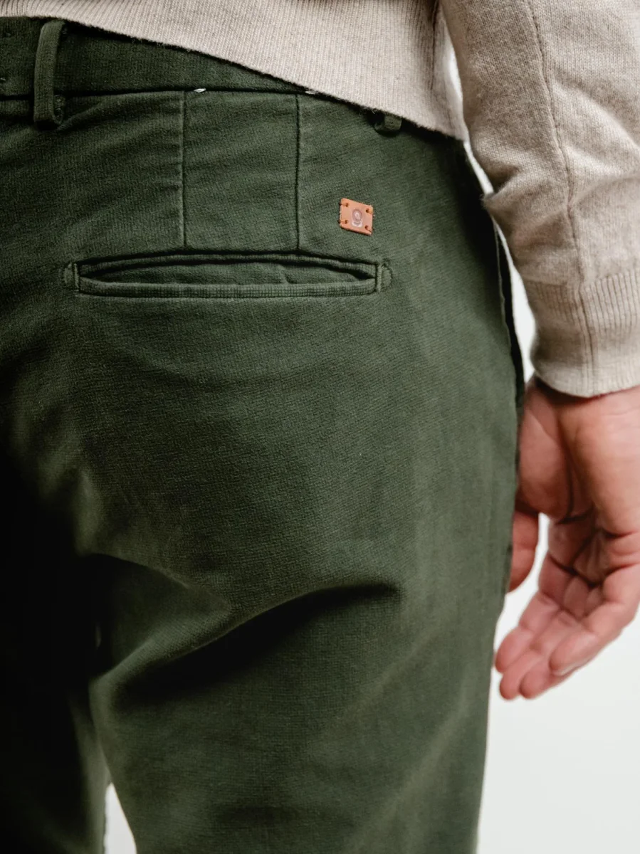 PANTALONE BROKER IN VELLUTO VERDE BOSCO - immagine 6