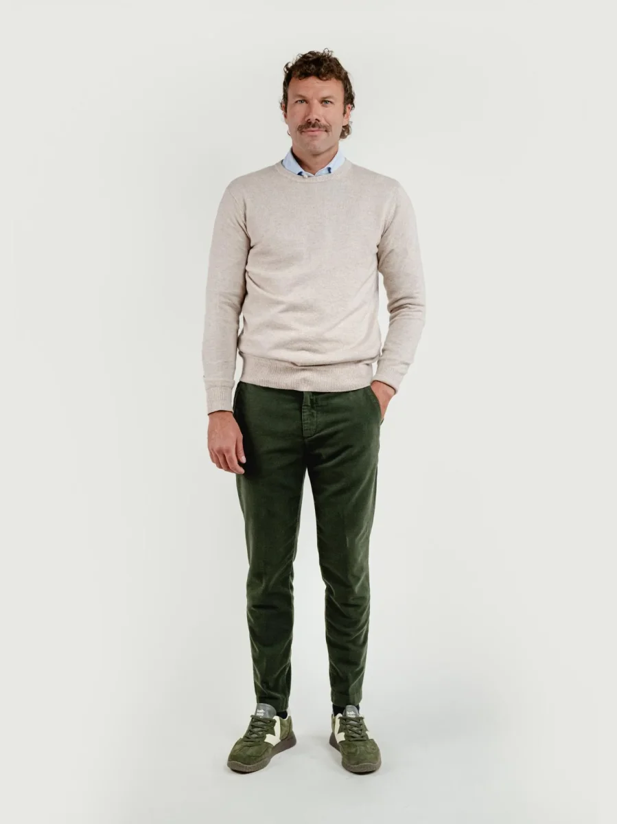 PANTALONE BROKER IN VELLUTO VERDE BOSCO - immagine 3