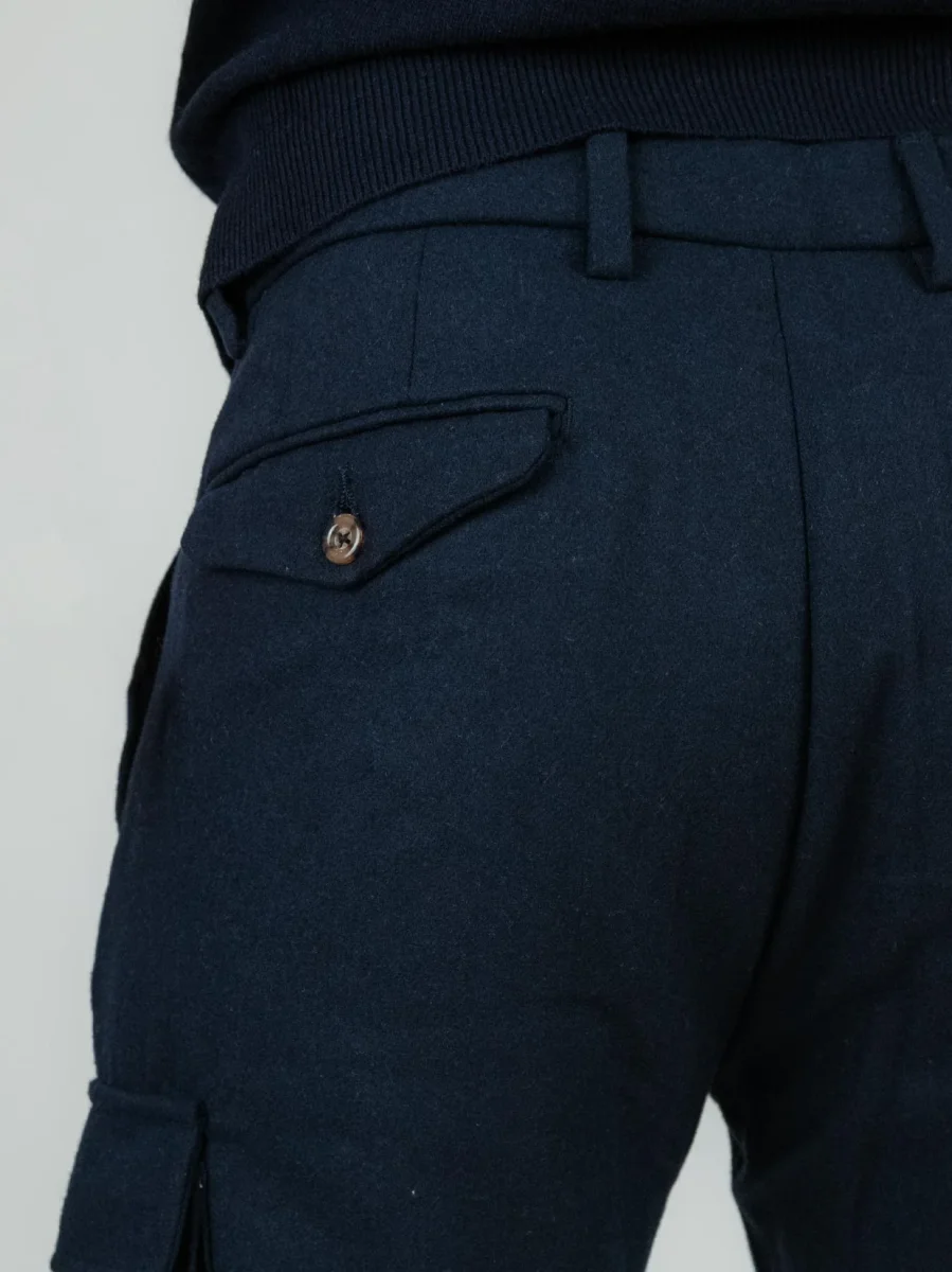 PANTALONE CARGO BLU MISTO LANA - immagine 8