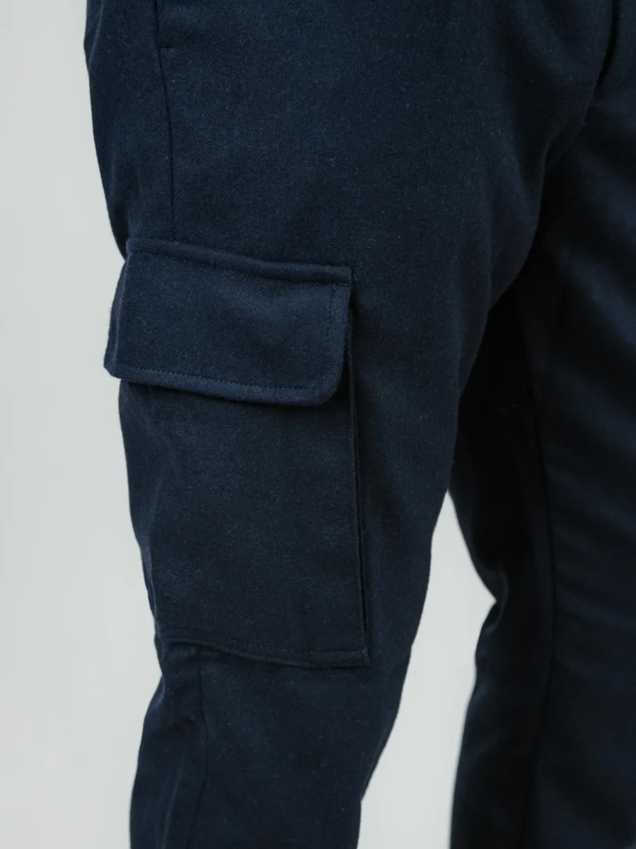 PANTALONE CARGO BLU MISTO LANA - immagine 6