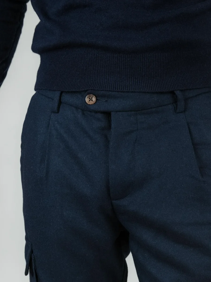 PANTALONE CARGO BLU MISTO LANA - immagine 7