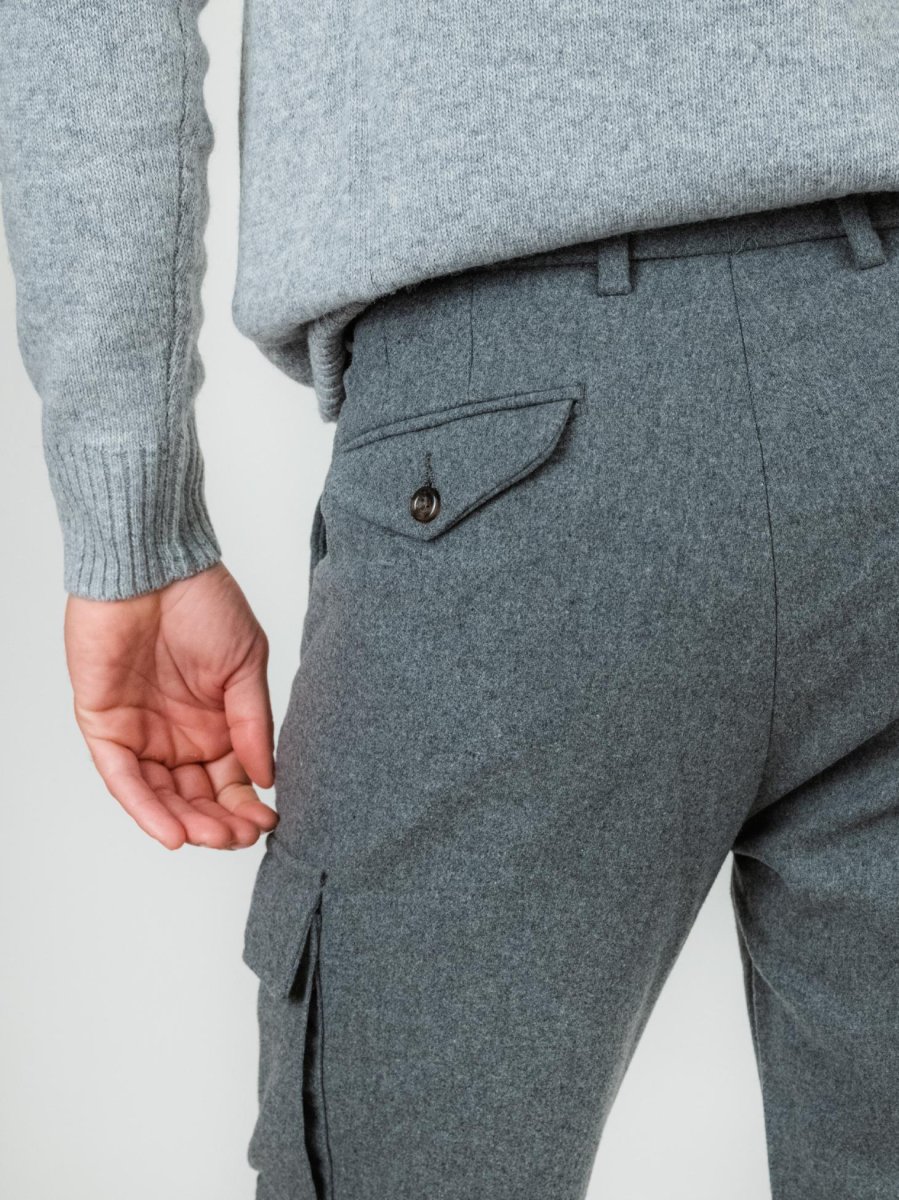 PANTALONE CARGO GRIGIO MISTO LANA - immagine 8