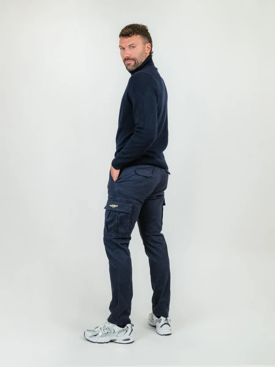 PANTALONE CARGO IN COTONE BLU - immagine 4