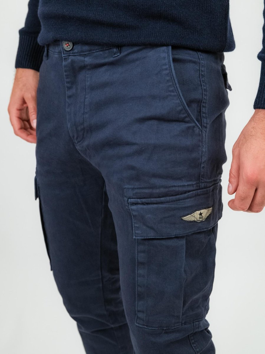 PANTALONE CARGO IN COTONE BLU - immagine 5