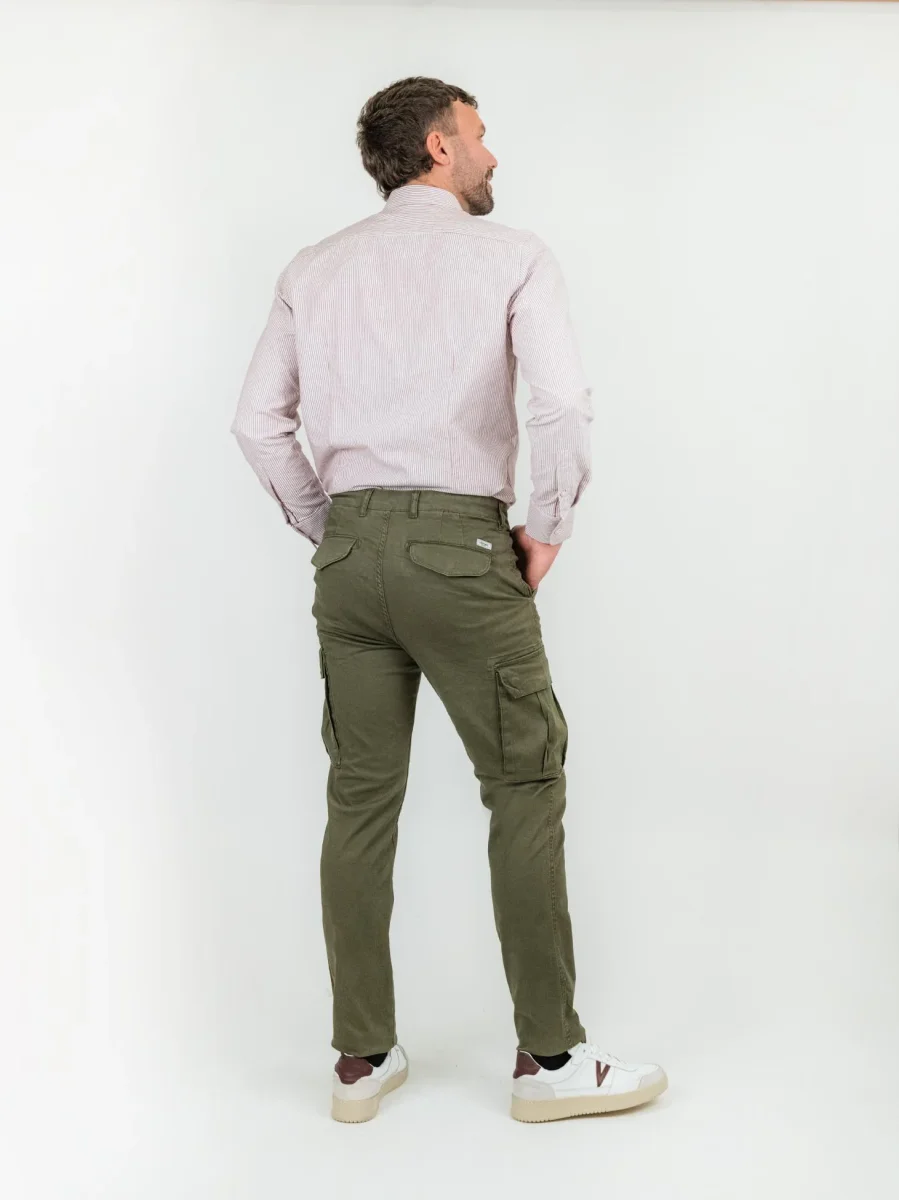 PANTALONE CARGO IN COTONE VERDE - immagine 4