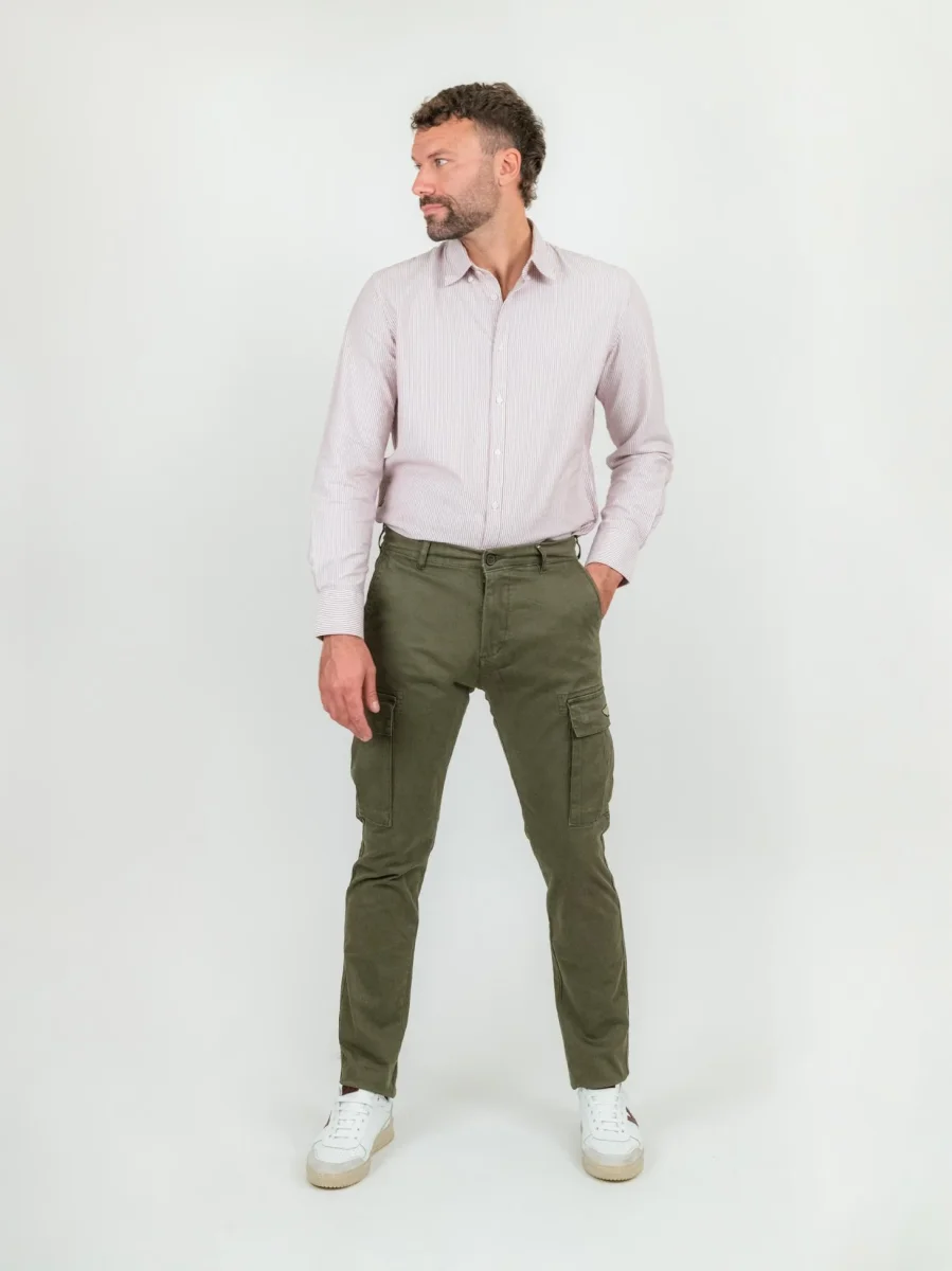 PANTALONE CARGO IN COTONE VERDE - immagine 3