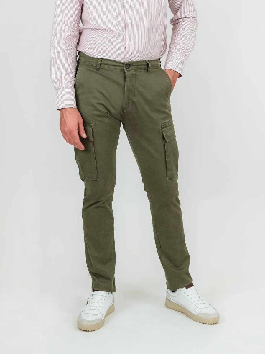 PANTALONE CARGO IN COTONE VERDE