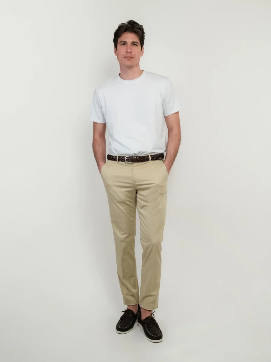 PANTALONE CHINOS IN COTONE BEIGE - immagine 3
