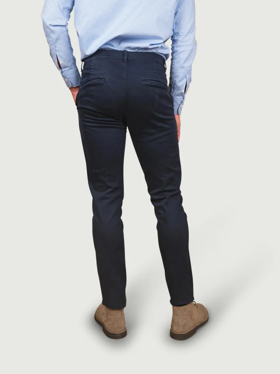 PANTALONE CHINOS IN COTONE LISCIO ELASTICIZZATO Blu - immagine 4