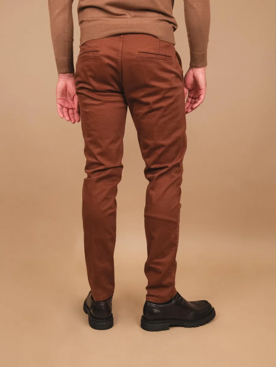PANTALONE CHINOS IN COTONE LISCIO ELASTICIZZATO coccio - immagine 4