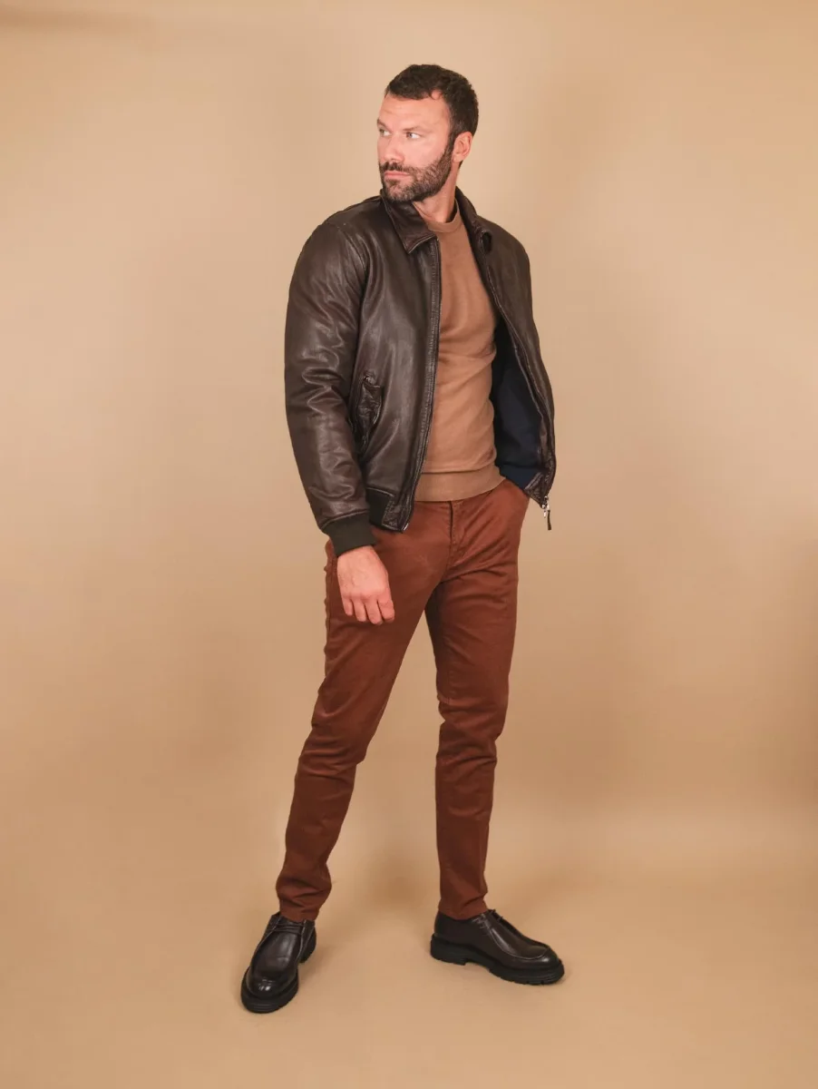 PANTALONE CHINOS IN COTONE LISCIO ELASTICIZZATO coccio - immagine 5