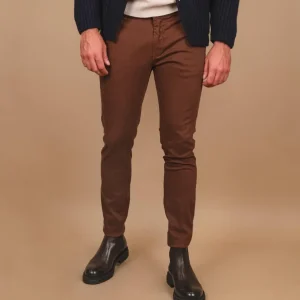 PANTALONE CHINOS IN COTONE coccio TRAMA NIDO D'APE