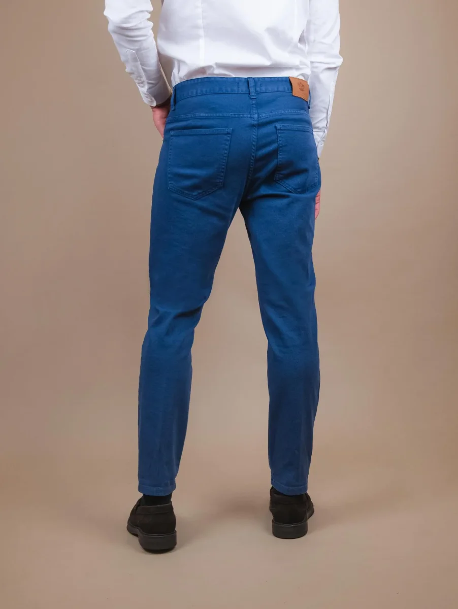 PANTALONE CINQUE TASCHE IN COTONE BLU CHIARO - immagine 4