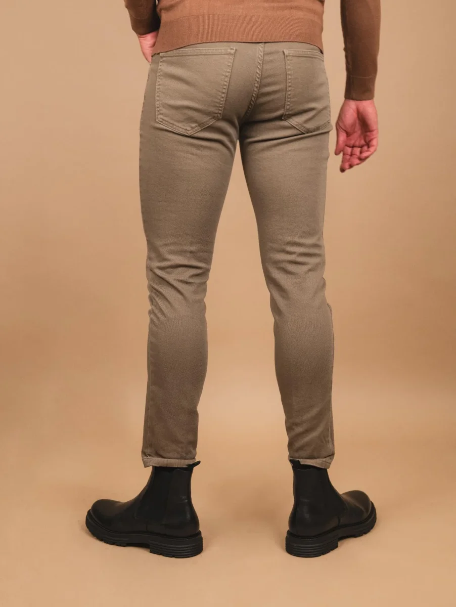 PANTALONE CINQUE TASCHE IN COTONE KAKI - immagine 4