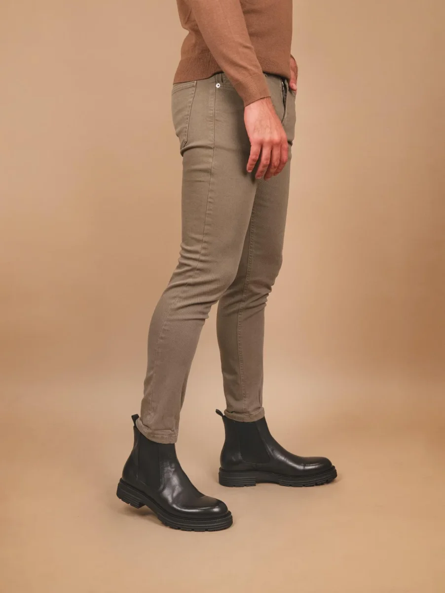 PANTALONE CINQUE TASCHE IN COTONE KAKI - immagine 3