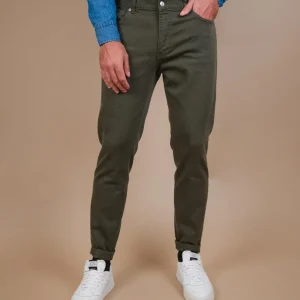 PANTALONE CINQUE TASCHE IN COTONE VERDE MILITARE