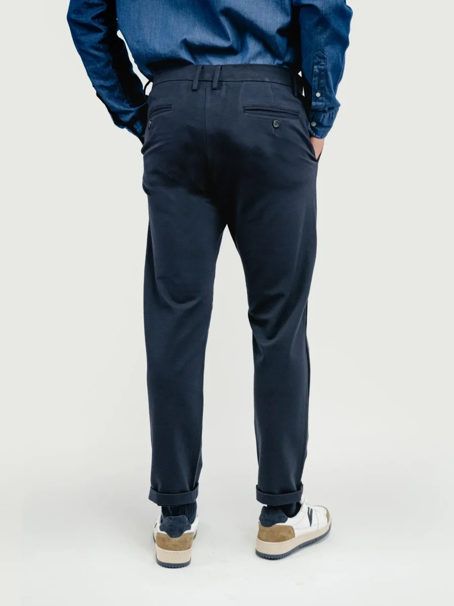 PANTALONE CLASSICO IN JERESY PUNTO MILANO BLU NAVY - immagine 5