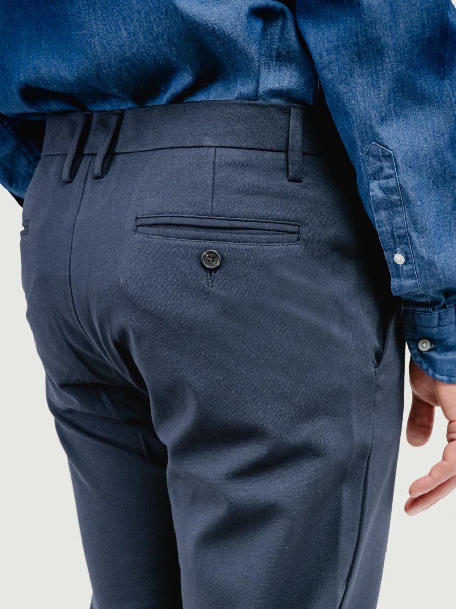 PANTALONE CLASSICO IN JERESY PUNTO MILANO BLU NAVY - immagine 6