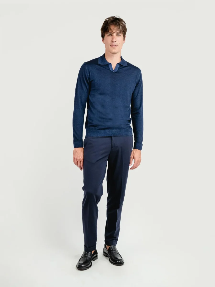 PANTALONE CLASSICO IN JERSEY BLU NAVY - immagine 3