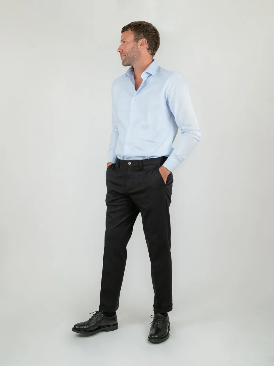 PANTALONE CLASSICO NERO IN JERSEY - immagine 3